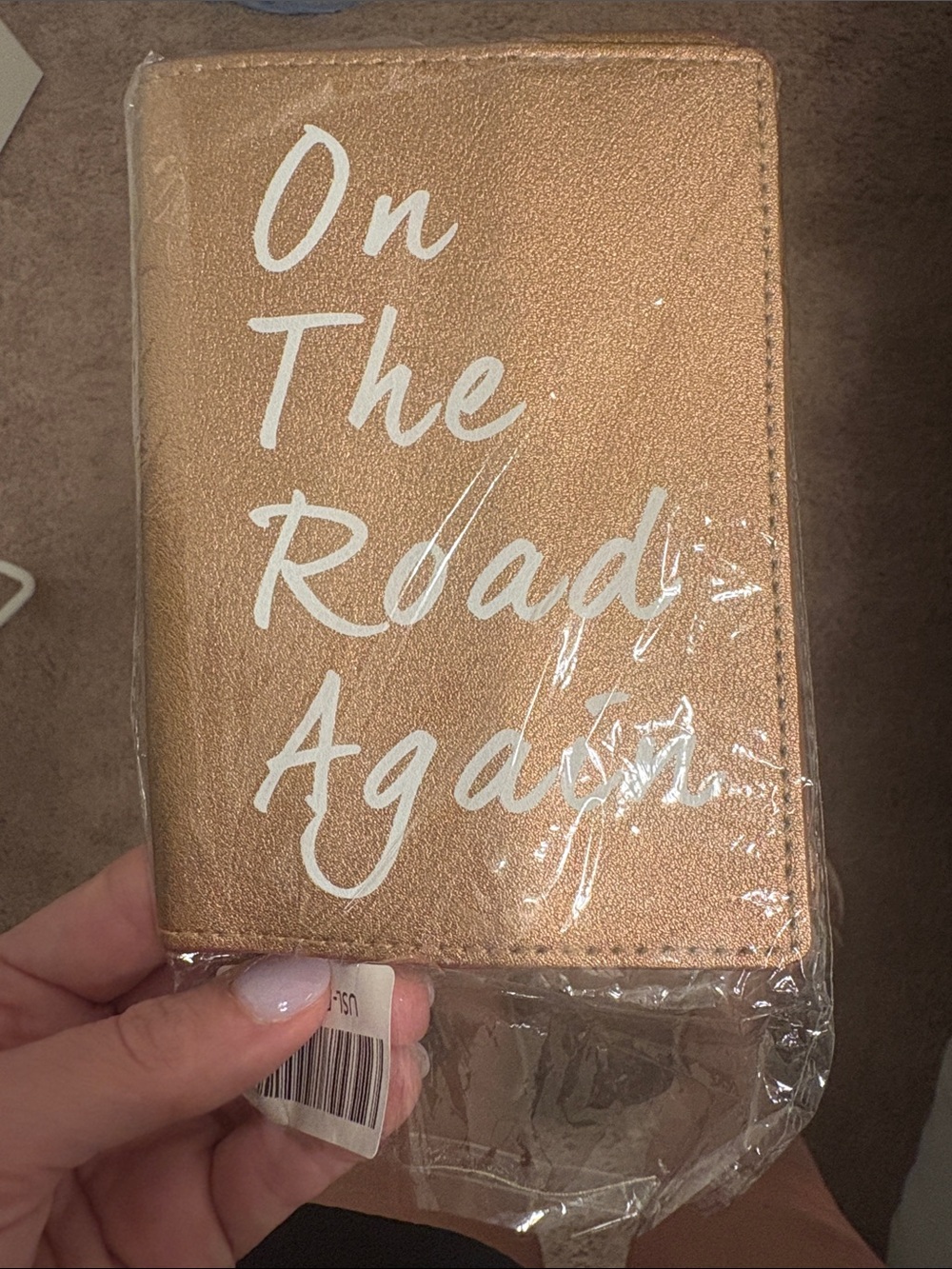 Rose Gold 'On The Road Again' Passport Holder
